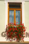 Slovenia, Randovljika. Window and flower box in town. Art Print